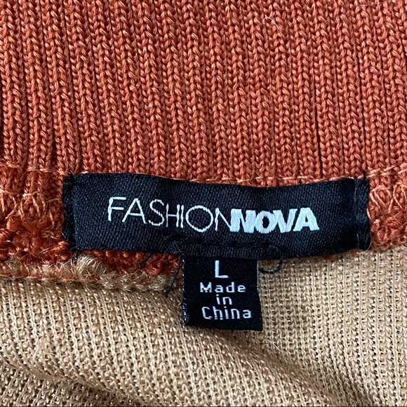 Fashion Nova The Next Movement Pullover Color-block Rust Combo Teddy Sweater L - Picture 10 of 13